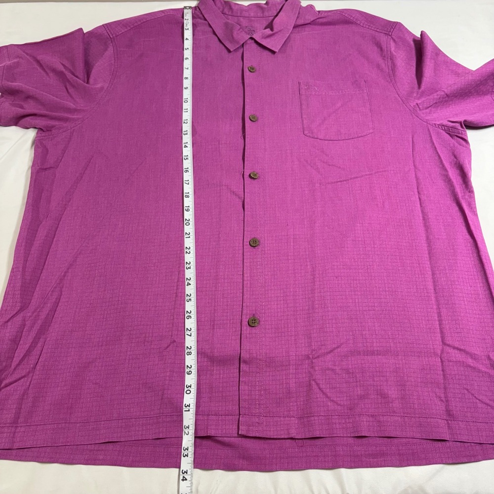 Tommy Bahama IslandZone Purple Silk Blend Dobby Shirt Mens XXXL Short Sleeve - Picture 8 of 8